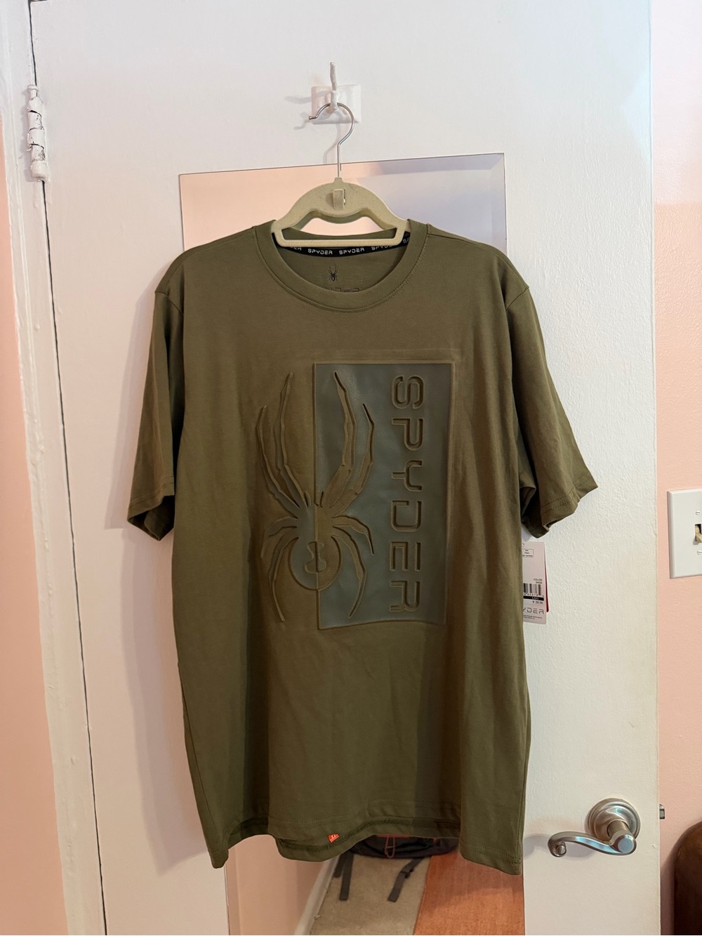 Spyder Olive Green Raised Spider Logo Short Sleeve Tee